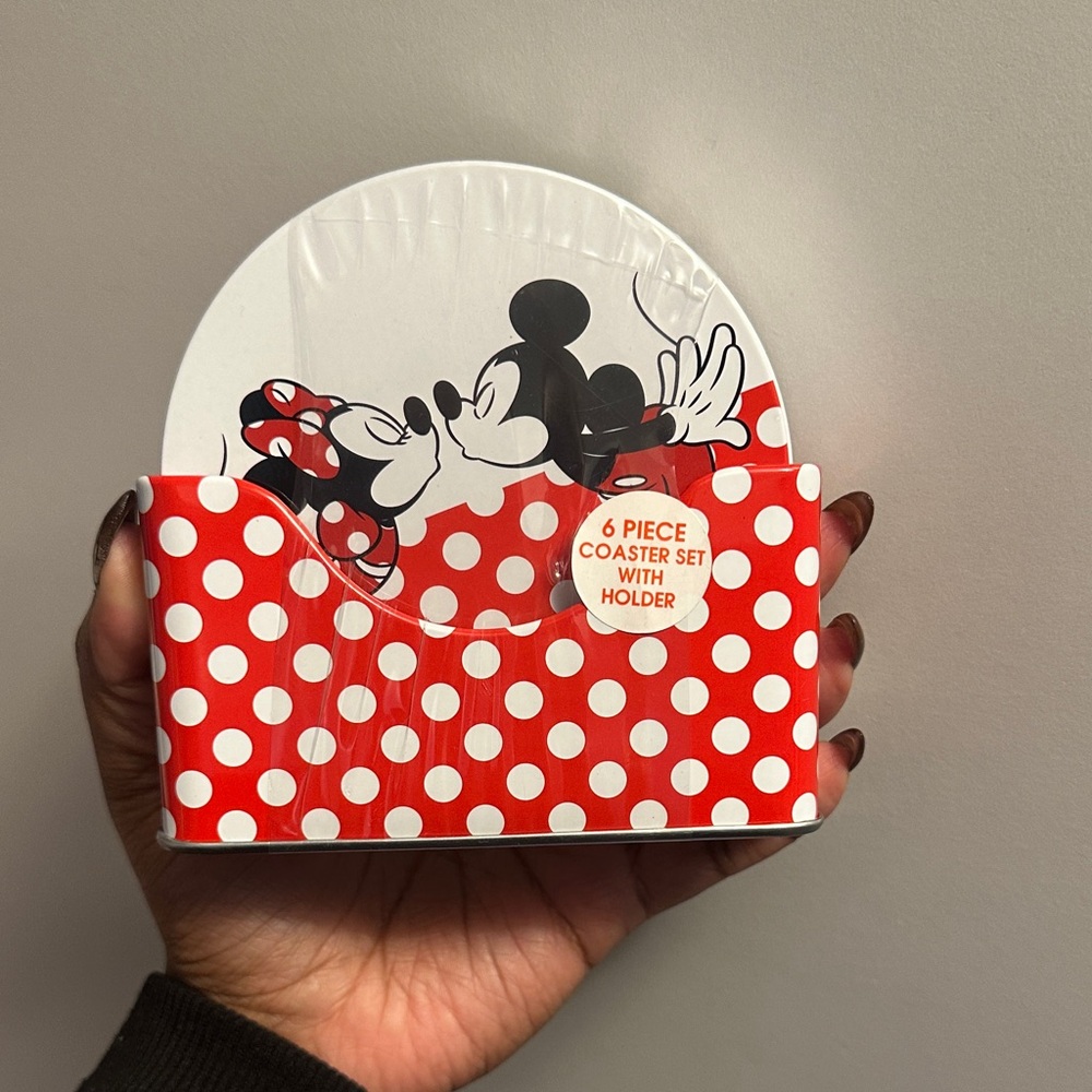 Disney Mickey and Minnie Red Polka Dot Coaster Set